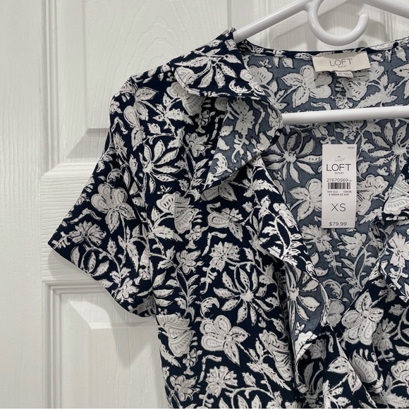 Ann Taylor LOFT Floral Wrap Dress with Ruffle V Neck - Picture 4 of 14